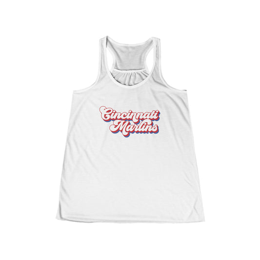 Cincinnati Marlins Women's Racerback Tank Top — Retro Script Swim Team Logo