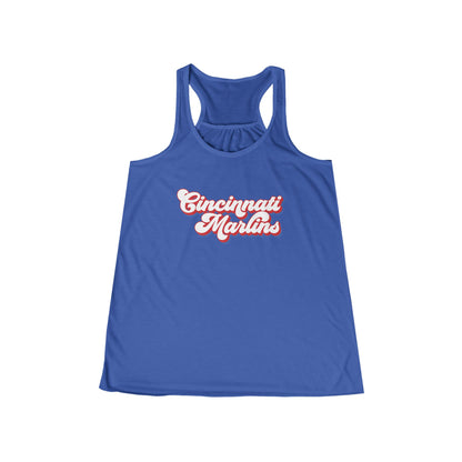Cincinnati Marlins Women's Racerback Tank Top — Retro Script Swim Team Logo
